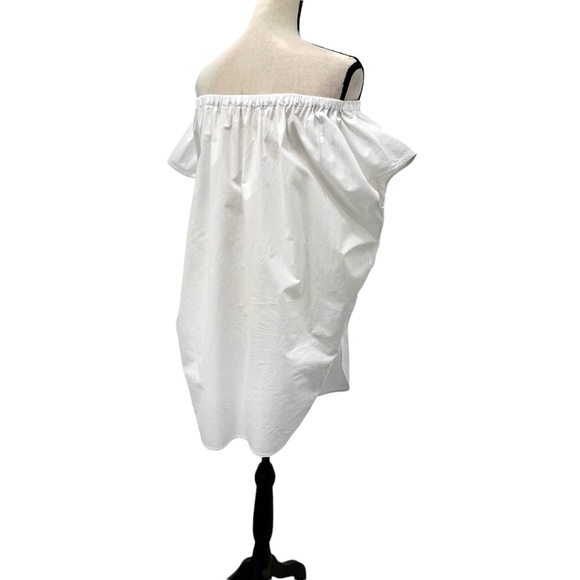 ORGANIC BY JOHN PATRICK BRIGHT WHITE COTTON POPLIN OFF THE SHOULDER TUNIC - Picture 11 of 16